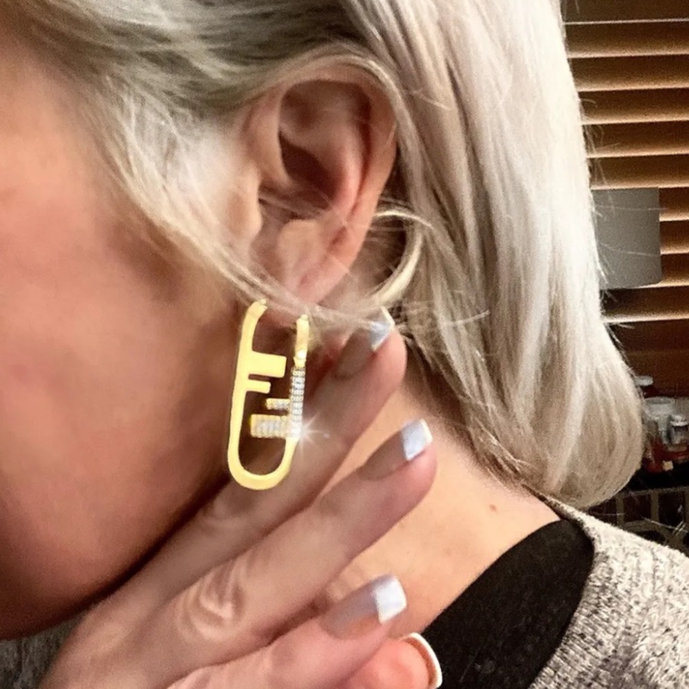 Authentic Fendi Large O’Lock Crystal Earrings - Picture 7 of 12